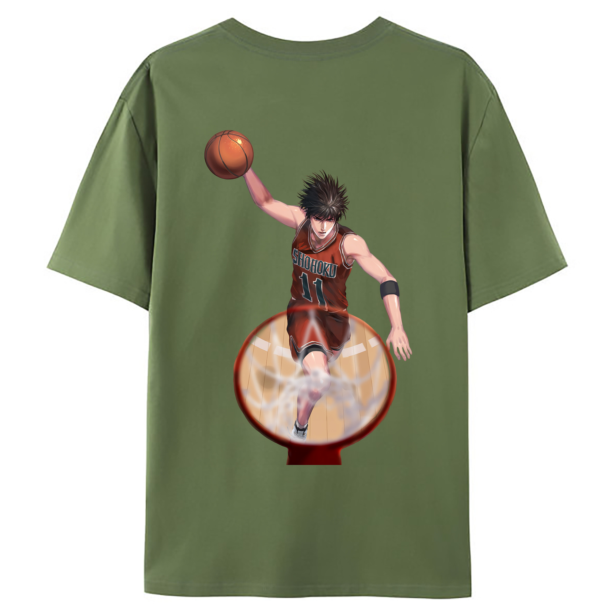 （画像用） SLAM DUNK／スラムダンク 綿100％ メンズ半袖Tシャツ（バックプリント） 通気性